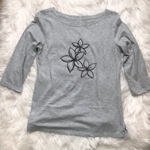 Loft Grey Flower T-Shirt